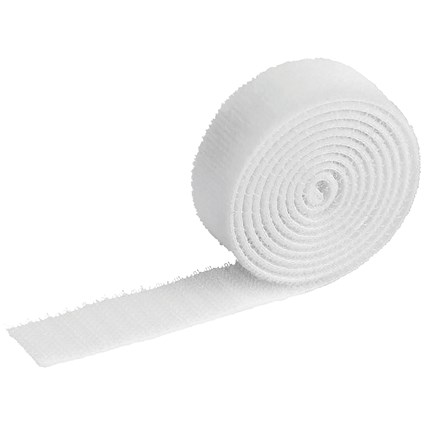 Durable Cavoline Cable Management Grip Tape, 20mm Wide, White