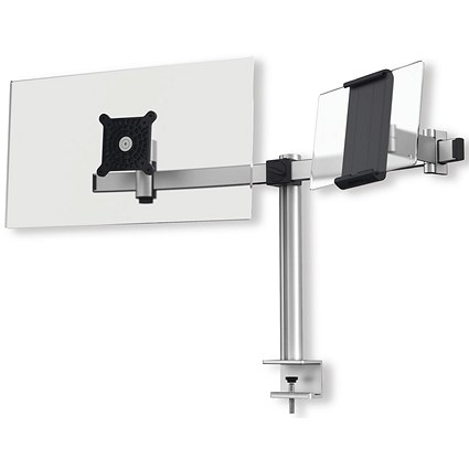Durable Monitor Mount PRO for 1 Screen Up to 27in 1 Tablet Up to 13in + Desk Clamp Attachment