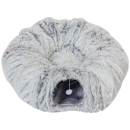 Danish Design Cat Tunnel, Fur, Grey