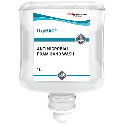 Deb OxyBAC Antibacterial Foam Hand Wash Cartridge, 1 Litre, Pack of 6 Deb OxyBAC Antibacterial Foam Hand Wash Cartridge, 1 Litre, Pack of 6