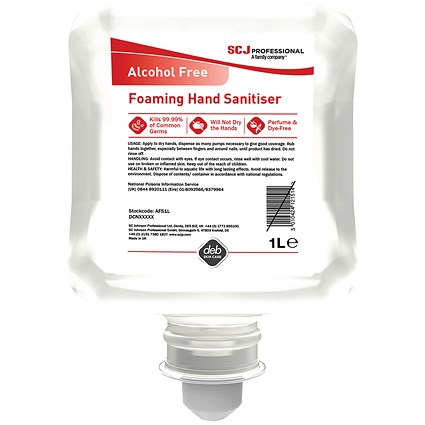 Deb Alcohol Free Foam Hand Sanitiser Cartridge, 1 Litre