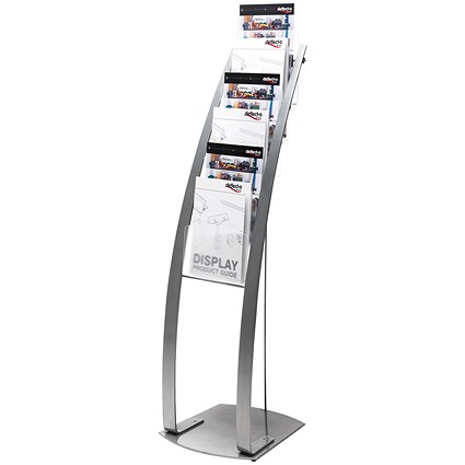 Deflecto Floorstanding Literature Display, 6 x A4 Pockets, Silver Deflecto Floorstanding Literature Display, 6 x A4 Pockets, Silver
