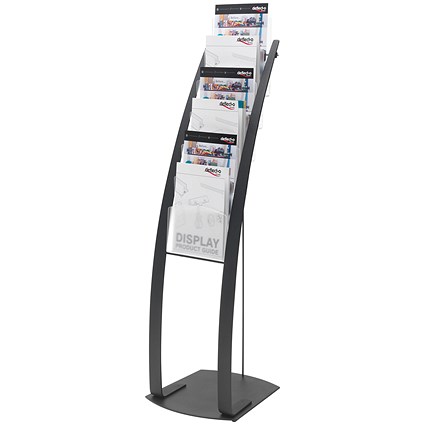 Deflecto Floorstanding Literature Display, 6 x A4 Pockets, Black
