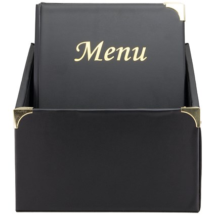 Securit Basic Range Menu Book and Box Set, 10 A4 Menu Books, 1 Menu Book Box, Black