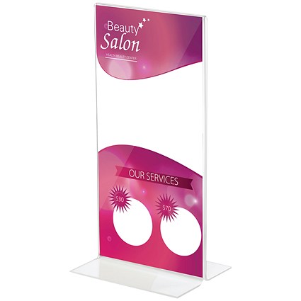 Announce Stand Up Sign Holder, 1/3 A4, Clear