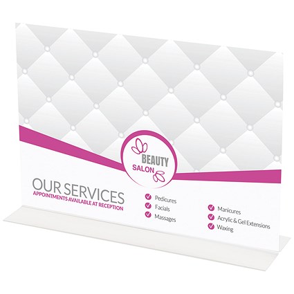 Announce Stand Up Sign Holder, A4 Landscape, Clear
