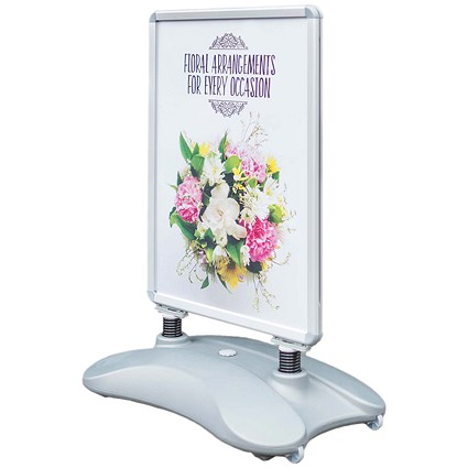 Deflecto A1 Water Based Pavement Display Board with Snap Frame Silver