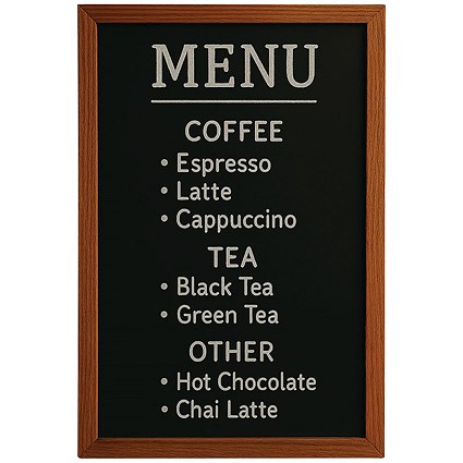 Deflecto Wall Mounted Chalkboard 600x800mm Teak
