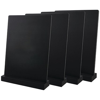 Deflecto Double Sided A4 Countertop Chalkboard Information Display Black (Pack of 4)