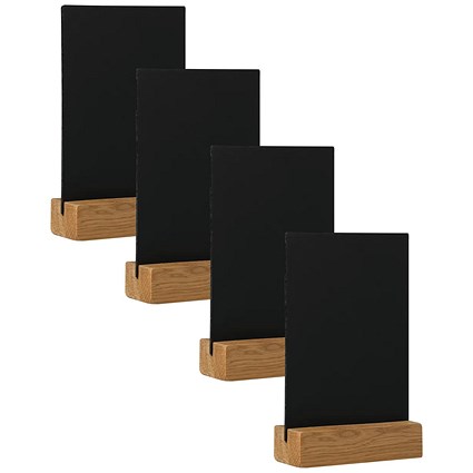 Deflecto Double Sided A5 Countertop Chalkboard Information Display Dark Oak (Pack of 4)