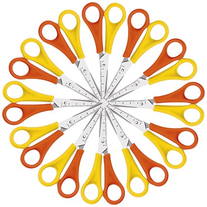 Westcott Scissors, Left Handed, 130mm, Yellow and Orange, Pack of 12