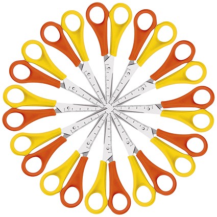 Westcott Scissors, Left Handed, 130mm, Yellow and Orange, Pack of 12 Westcott Scissors, Left Handed, 130mm, Yellow and Orange, Pack of 12