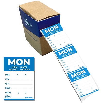 Avery Detailed Food Day Labels, Monday, Pack of 500