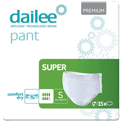 Dailee Pant Premium Super Incontinence Pants, Small, Pack of 15
