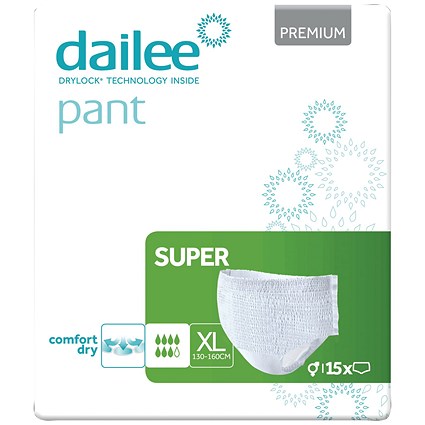 Dailee Pant Premium Super Incontinence Pants, XL, Pack of 15