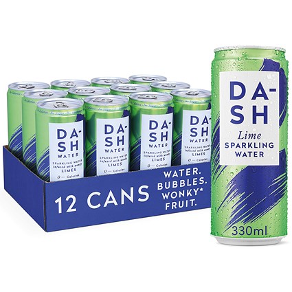 Dash Lime Sparkling Water, Cans, 330ml, Pack of 12 Dash Lime Sparkling Water, Cans, 330ml, Pack of 12