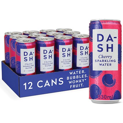 Dash Cherry Sparkling Water, Cans, 330ml, Pack of 12