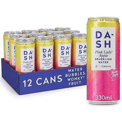 Dash Pink Lady Apple Sparkling Water, Cans, 330ml, Pack of 12