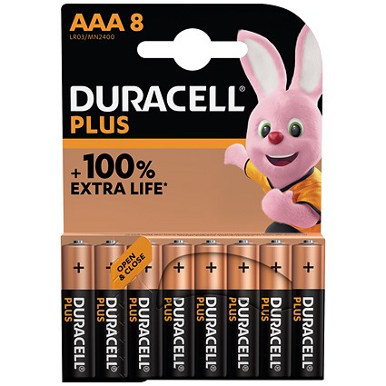 Duracell Plus AAA Alkaline Batteries, Pack of 8