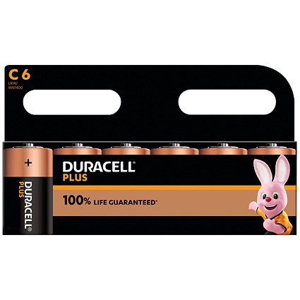 Duracell Plus C Battery Alkaline 100% Life (Pack of 6)