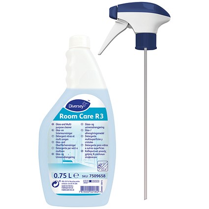 Diversey Room Care R3 Multisurface and Glass Cleaner Spray, 750ml, Pack of 6
