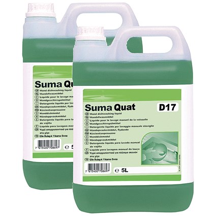 Diversey Suma Quat Washing Up Liquid, 5 Litres, Pack of 2