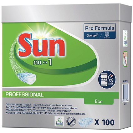 Diversey Sun Professional All-in-One Dishwasher Tablets, Pack of 100