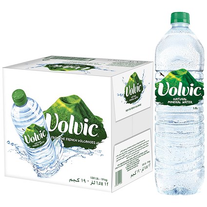 Volvic Natural Still Water, Plastic Bottles, 1.5 Litres, Pack of 12