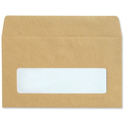 New Guardian Envelopes Lightweight Pocket Press Seal Window 80gsm Manilla 89x152mm [Pack 1000]