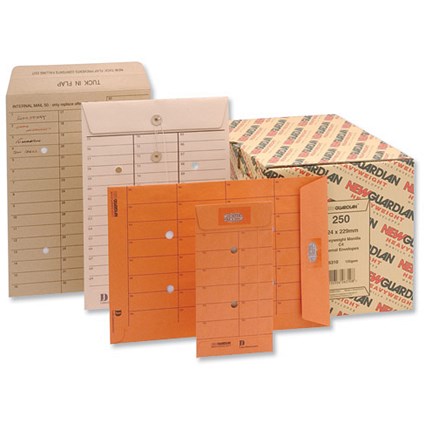 New Guardian Internal Mail Envelopes Pocket String and Washer 200gsm Manilla Cream C4 [Pack 100]