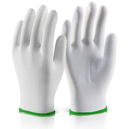 Beeswift Polyester Knitted Liner Gloves, White, Large, Pack of 10 Beeswift Polyester Knitted Liner Gloves, White, Large, Pack of 10