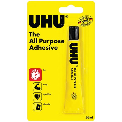 UHU All Purpose Adhesive Glue - 60ml - Pack of 12 Tubes