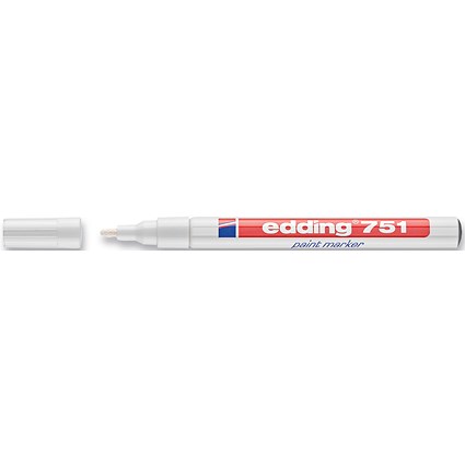 Edding 751 Paint Marker, Fine, Bullet Tip, White, Pack of 10