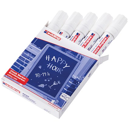 Edding 4090 Chalk Markers Chisel Tip White( (Pack of 5)