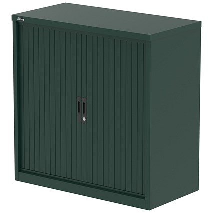 Qube 1000mm Side Tambour Cupboard British Racing Green With Shelves