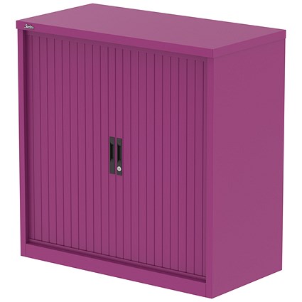 Qube 1000mm Side Tambour Cupboard Traffic Purple With Shelves