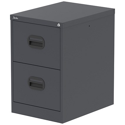 Qube 2 Drawer Filing Cabinet Graphite Grey
