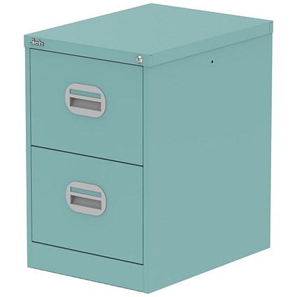 Qube 2 Drawer Filing Cabinet Pastel Turquoise