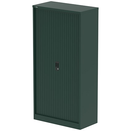 Qube 2000mm Side Tambour Cupboard British Racing Green With Shelves