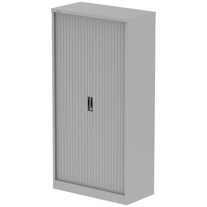 Qube 2000mm Side Tambour Cupboard Goose Grey With Shelves