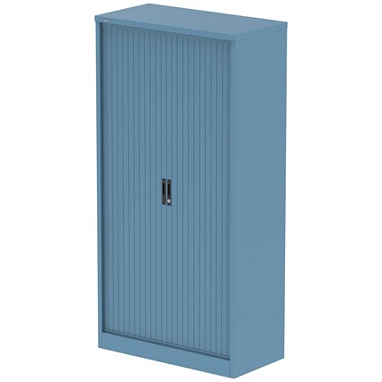 Qube 2000mm Side Tambour Cupboard Pastel Blue With Shelves
