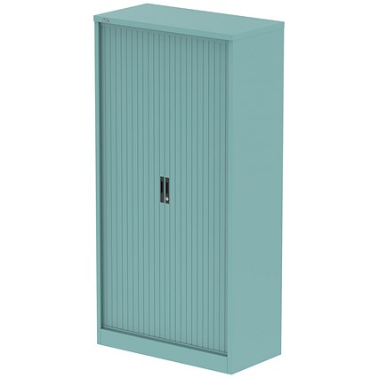 Qube 2000mm Side Tambour Cupboard Pastel Turquoise With Shelves