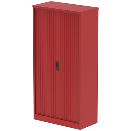 Qube 2000mm Side Tambour Cupboard Red With Shelves