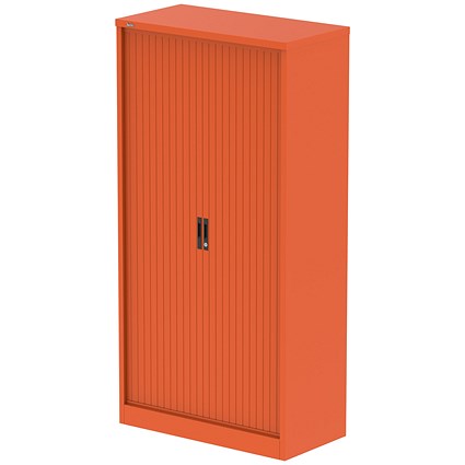 Qube 2000mm Side Tambour Cupboard Sienna Orange With Shelves