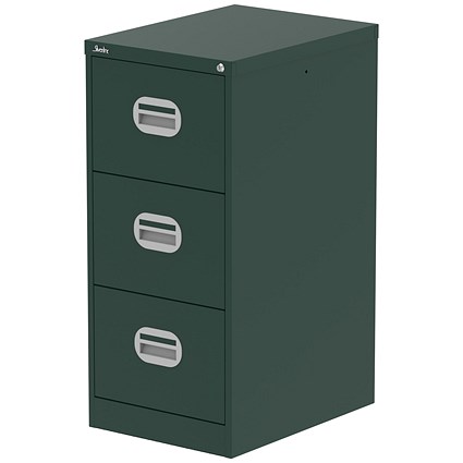 Qube 3 Drawer Filing Cabinet British Racing Green