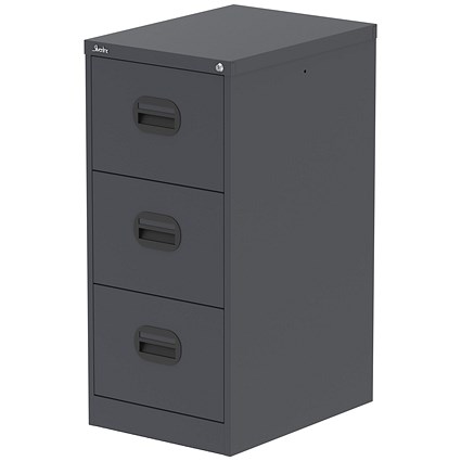 Qube 3 Drawer Filing Cabinet Graphite Grey