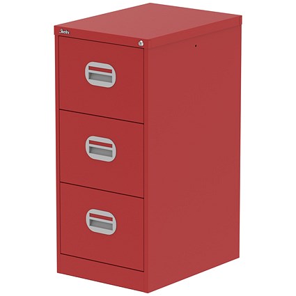 Qube 3 Drawer Filing Cabinet Red