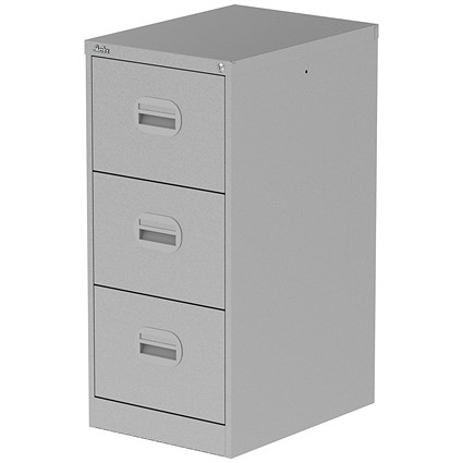 Qube 3 Drawer Filing Cabinet Silver