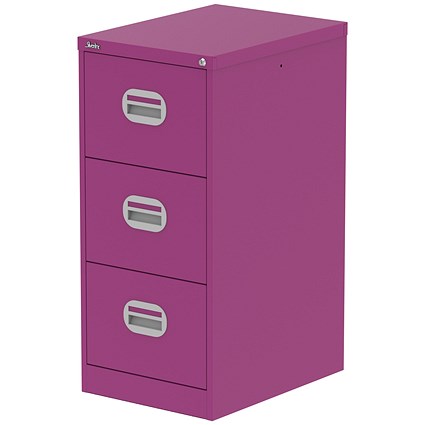 Qube 3 Drawer Filing Cabinet Traffic Purple