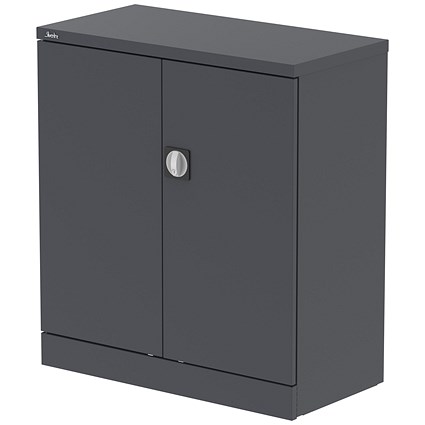 Qube 1000mm 2-Door Stationery Cupboard Graphite Grey With Shelf